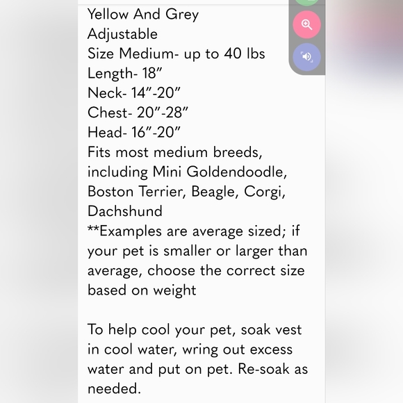 NWT Boots & Barkley Cooling Dog Vest w Zip Center Back Dog Yellow & Gray MEDIUM - Picture 5 of 7